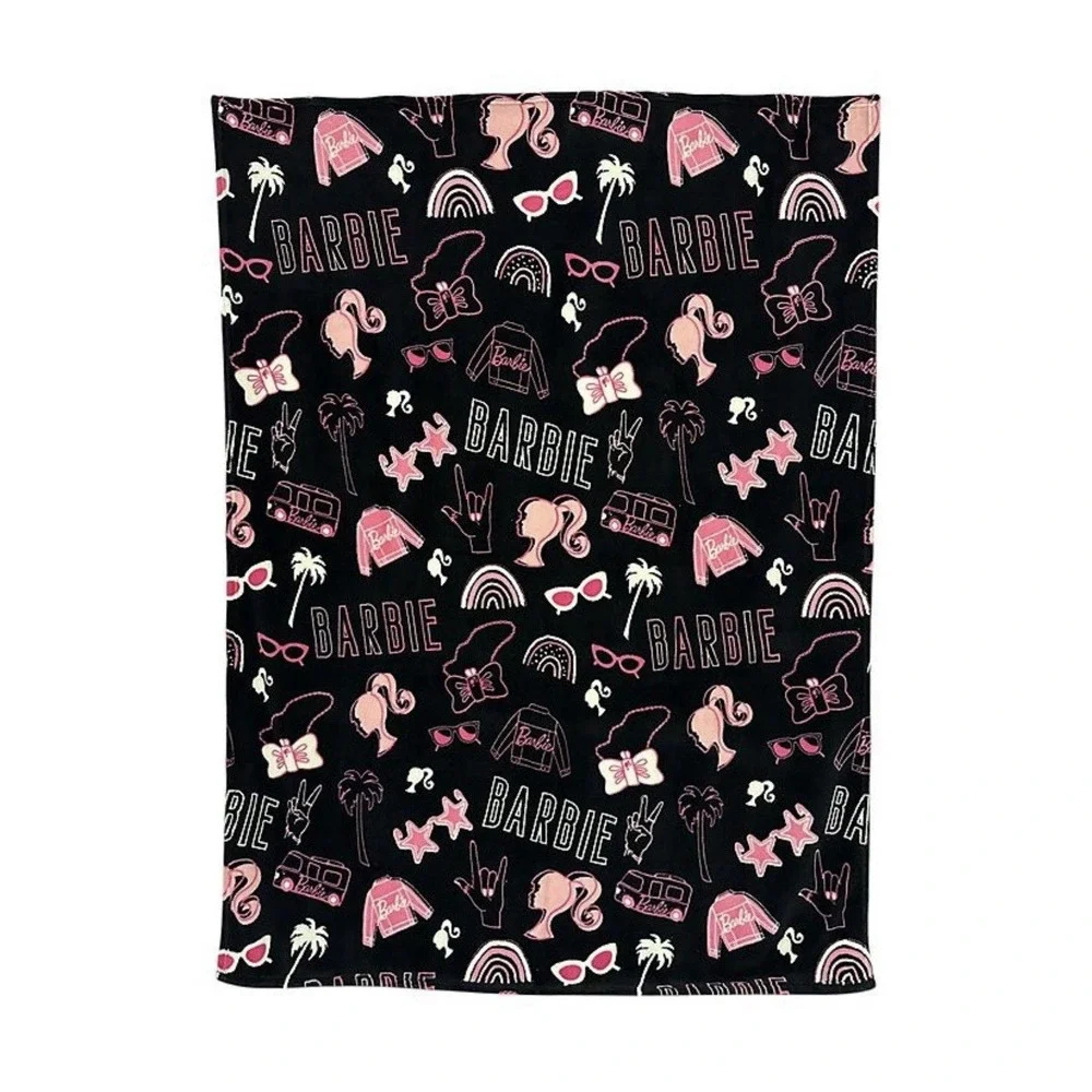 Barbie Fashion Icons Throw Blanket featuring vibrant Barbie graphics 60